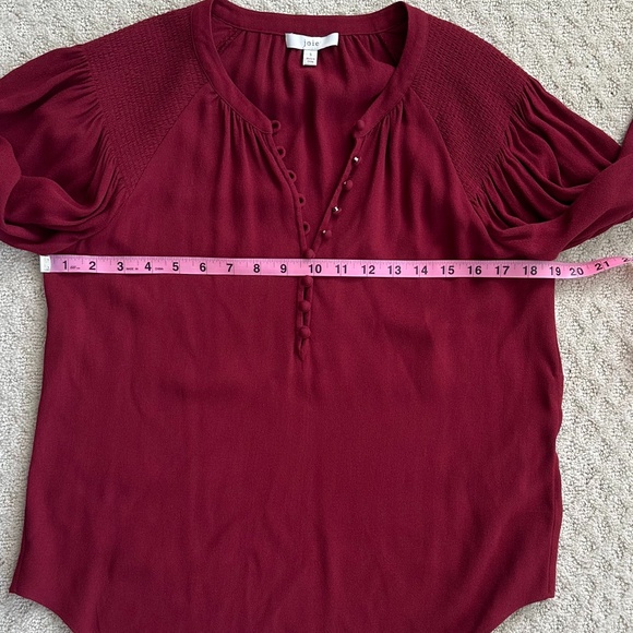 Joie Addalla Smocked-Shoulder Peasant Top Topanga (Wine Red) Size Small Casual - Picture 13 of 13